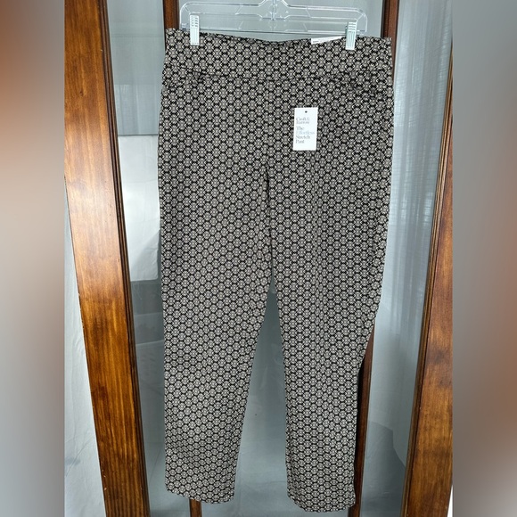 croft & barrow Pants - NWT Croft & Barrow The Effortless Stretch Pant 12 Black Geo Pull On Mid Rise